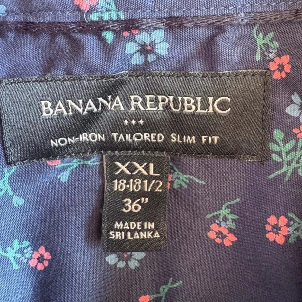 Banana Republic Button Down Floral Non-Iron Slim Fit, Mens‎ XXL Navy Blue